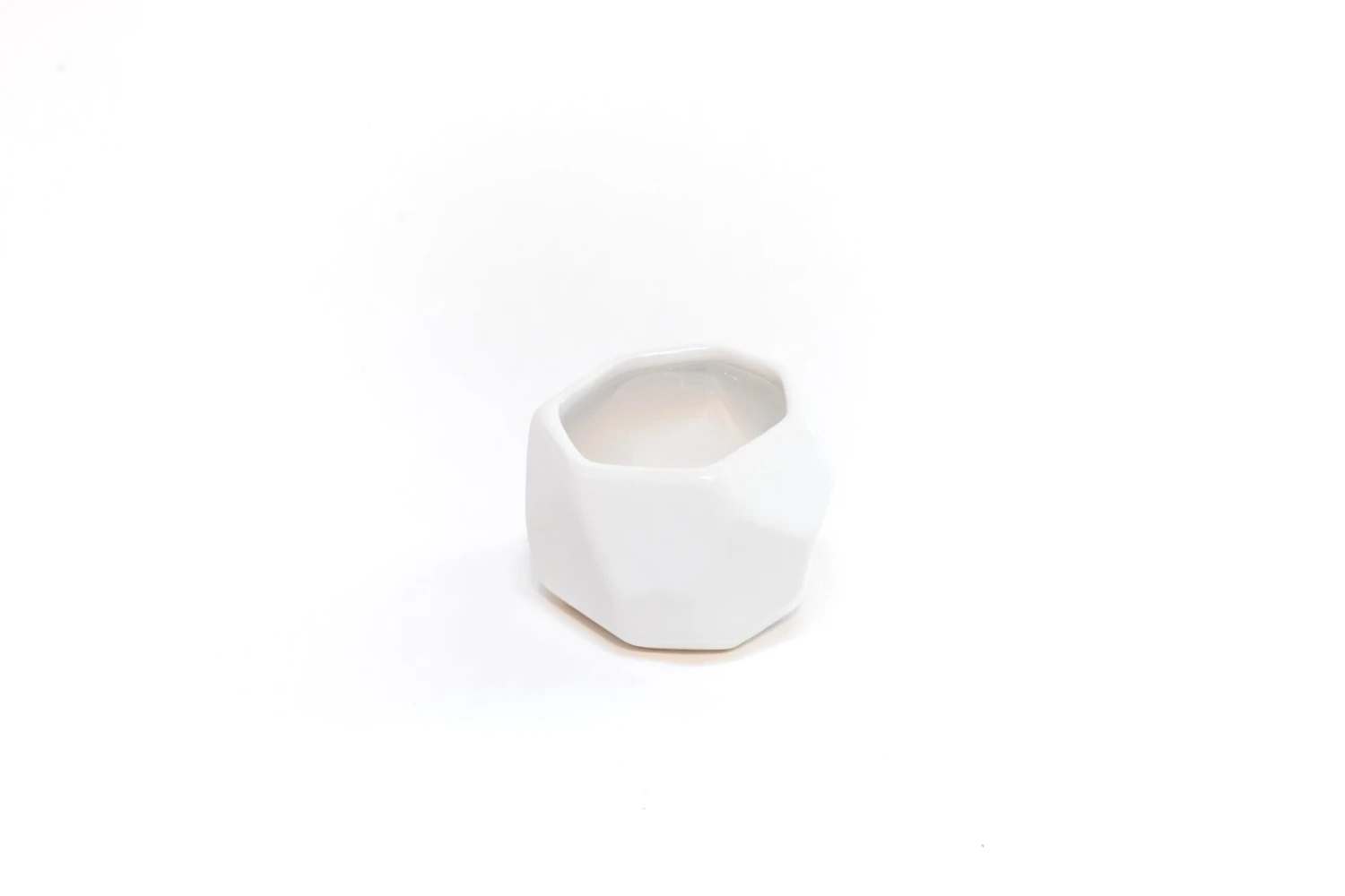 White Geometric Ceramic Container 1 White Geometric Ceramic Container